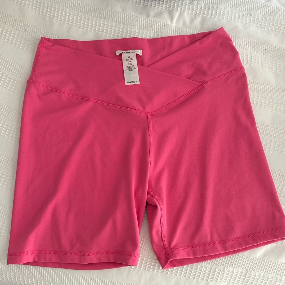 Hot Pink Criss Cross Biker Shorts